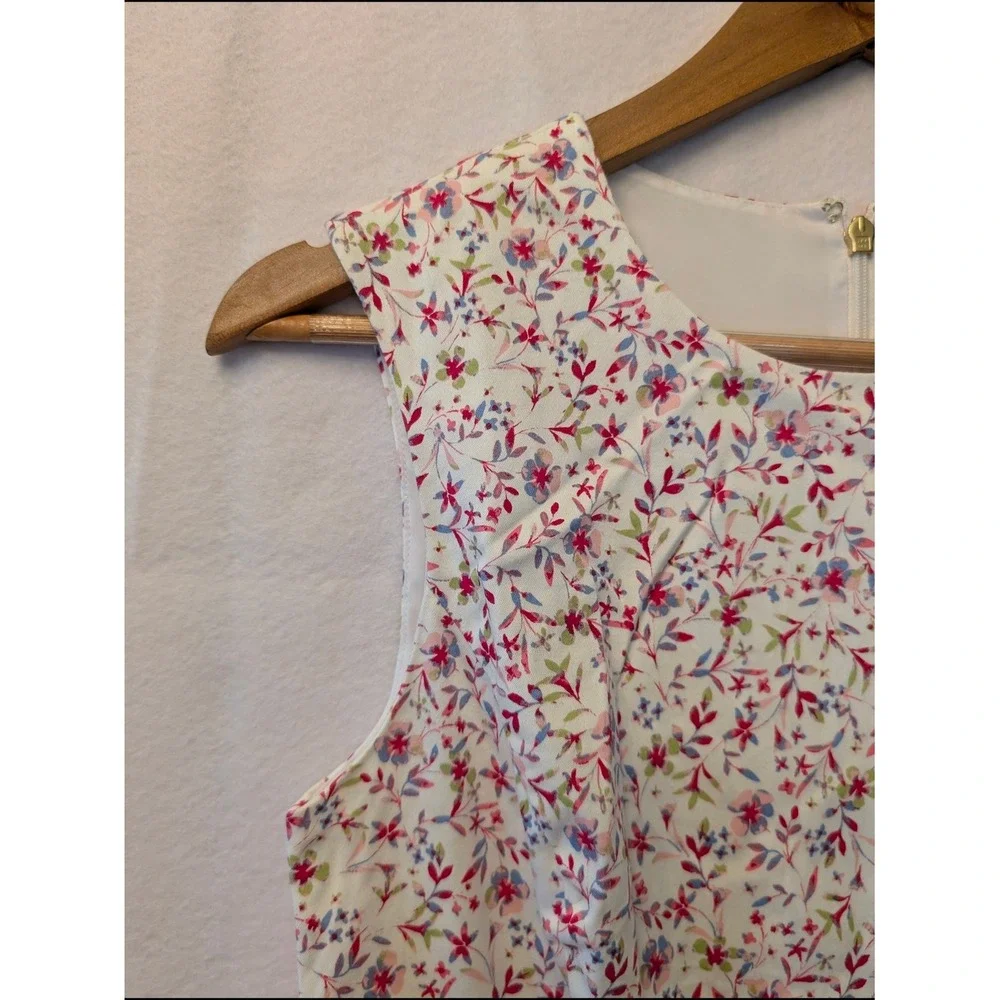 Draper James Floral Fit and‎ Flare Midi Dress White Pink Sleeveless Size 0